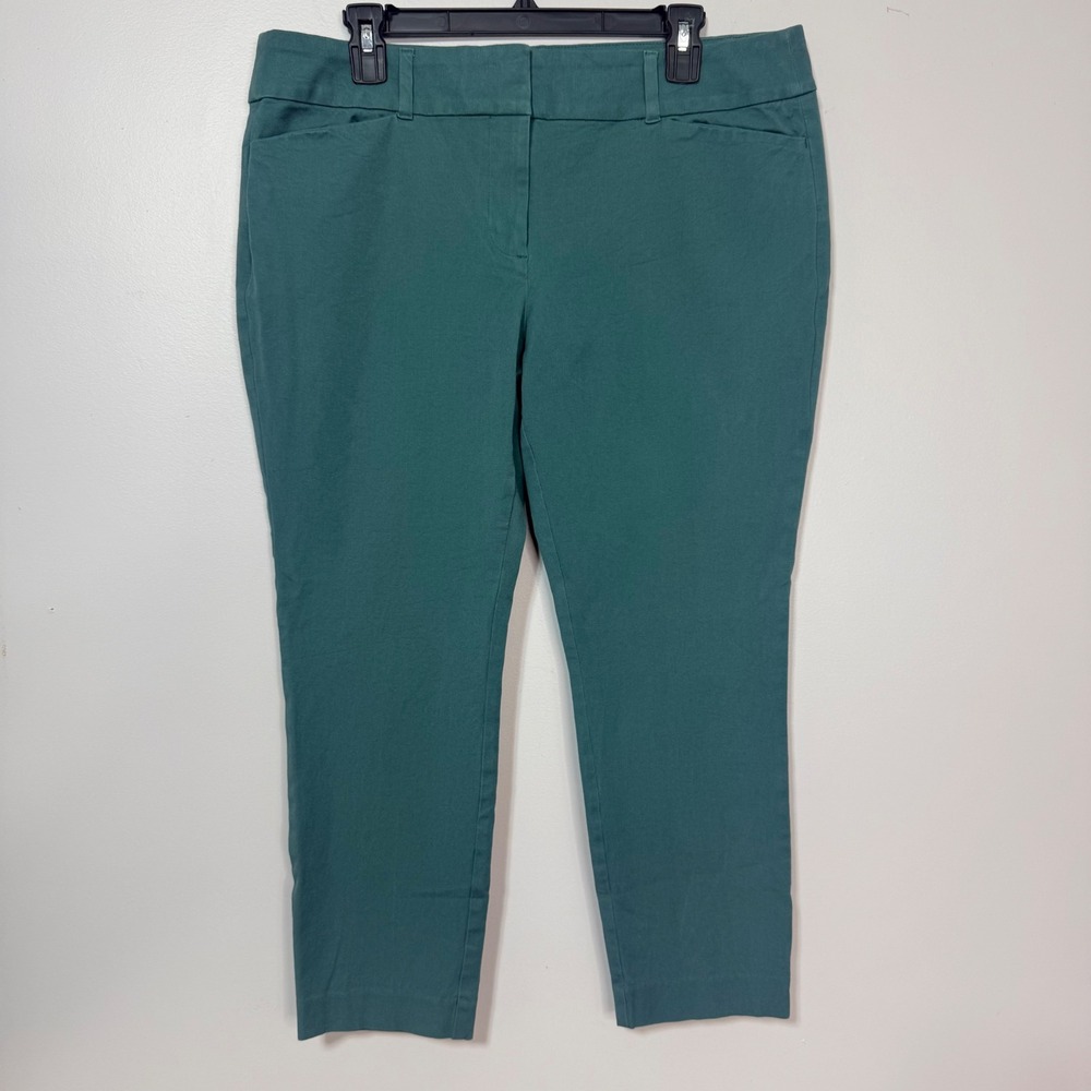 Loft Outlet Skinny Ankle Pants Womens 14P Teal Green Stretch Workwear Trousers